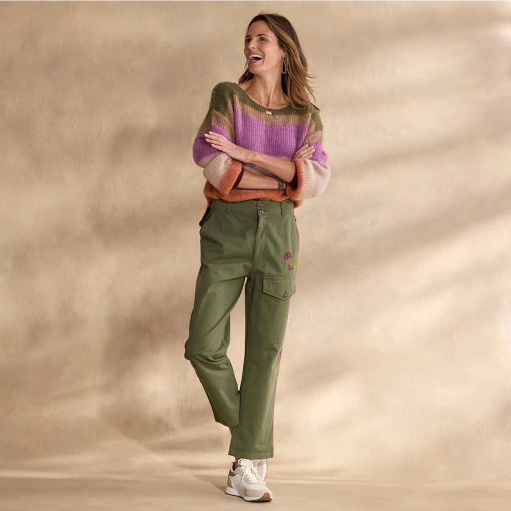 NWT Sundance Melissa Embroidered Olive Green Cargo Pants